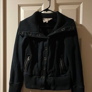 Vintage Casual brand-  Elegant Black Bomber Jacket for Women. Sz S/P